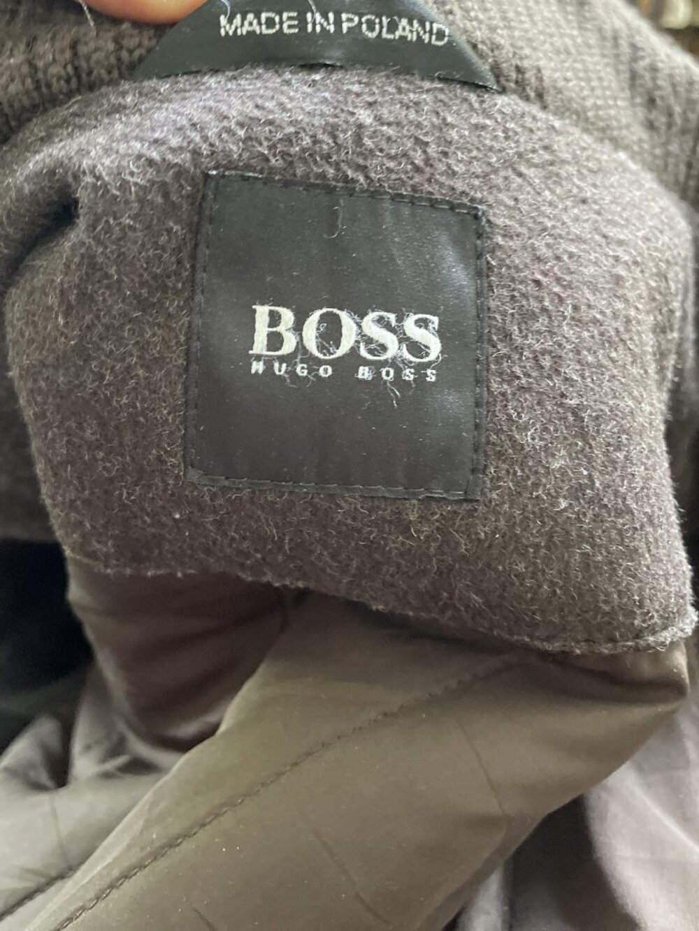Hugo Boss Cashmere Wool Overcoat Zip Bib Brown Mens L EU 52 Poland - Picture 5 of 14